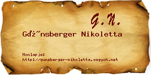 Günsberger Nikoletta névjegykártya
